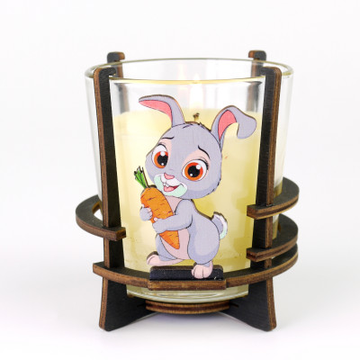 Новогодняя аромасвеча в стакане "Зайка с морковкой"