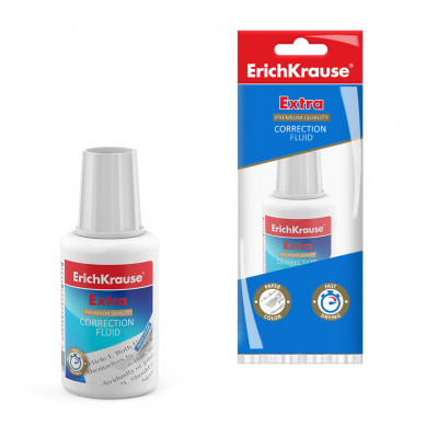 Корректирующая жидкость с кисточкой ErichKrause® Extra, 20г (в пакете 1 шт.)