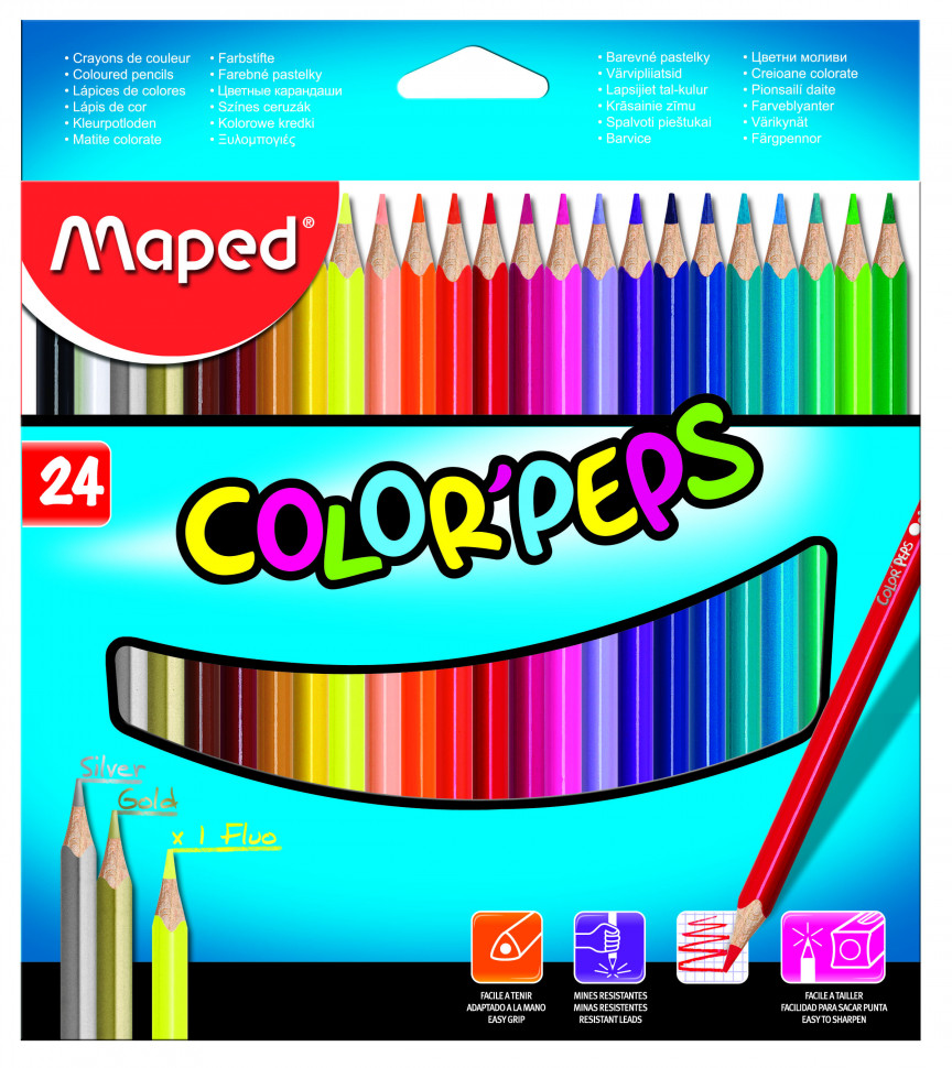 Цветные карандаши 24 цвета в картонном футляре