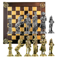 Шахматы сувенирные "Наполеон", коричневая металлическая доска 38х38 см