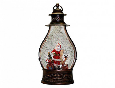 Новогодний снежный фонарь Санта с подарками, Peha Magic