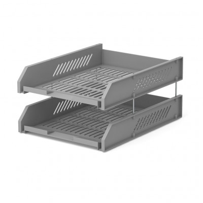 Набор из 2 пластиковых лотков для бумаг на металлических стержнях ErichKrause...