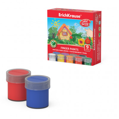 Пальчиковая гуашь ArtBerry® с Алоэ Вера, 9 цветов по 20мл