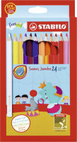 Набор цветных карандашей Stabilo Swans Jumbo Premium 24  цветов, картонная двойная упаковка, выдвигающийся коробка-пенал