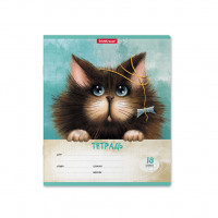 Тетрадь школьная ученическая ErichKrause® Funny Cats, 18 листов, клетка (в плёнке по 10 шт.)_MIX-PACK