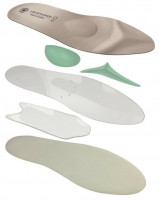 Стельки ортопедические каркасные для модельной обуви, каблук до 7 см, межпальцевая перегородка, кожа