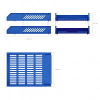 Набор из 2 пластиковых лотков для бумаг на металлических стержнях ErichKrause® Classic, синий