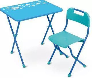 Набор мебели голубой, стол и стул, Ника