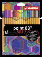 Набор капиллярных ручек Stabilo Point 88 Arty 18 цветов, картонный футляр