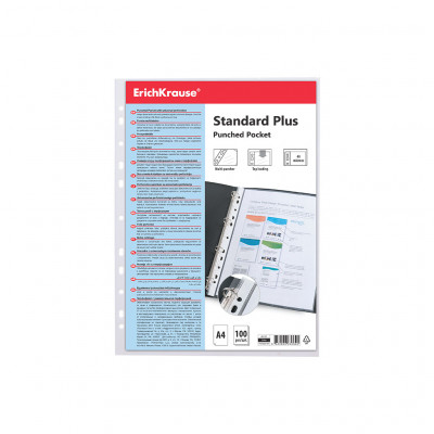 Набор перфофайлов пластиковых ErichKrause® Fizzy Clear, 40 мкм, A4, прозрачны...