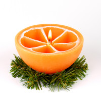 Новогодняя свеча "Пол-апельсина"