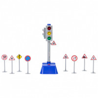 Светофор игрушка серии "Мой город" (свет, звук, 23 см, 8 дорожных знаков в наборе)