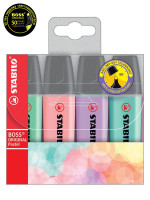 Набор текстовыделителей Stabilo Boss Original Pastel 4 цветная упаковка блистер - бирюзовый, мятный, розовый, лавандовый