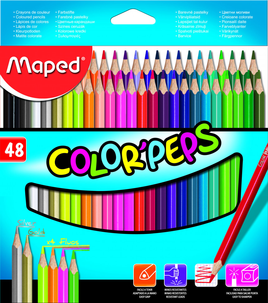Набор цветных карандашей COLORPEPS 48 цветов в коробке