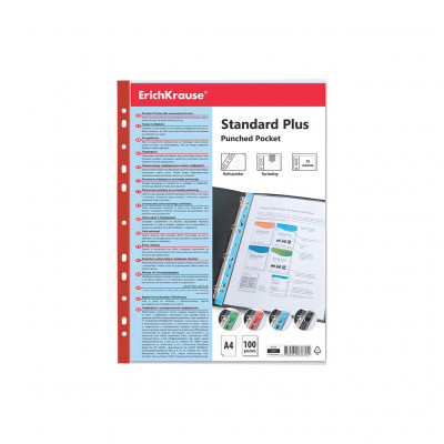 Набор перфофайлов пластиковых ErichKrause® Fizzy Clear, 40 мкм, A4, прозрачны...