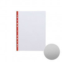 Набор перфофайлов пластиковых ErichKrause® Fizzy Clear, 40 мкм, A4, прозрачный, с красной полосой (в пакете по 10 шт.)