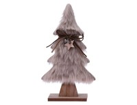 Новогодняя игрушка статуэтка Ёлочка в шубке, дерево, искусственный мех, 41 см, Koopman International