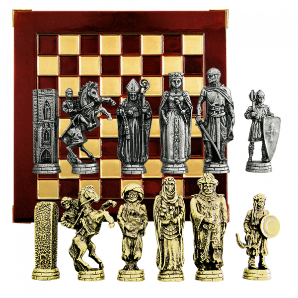 Шахматы сувенирные "Эль Сид", красная металлическая доска 38х38 см