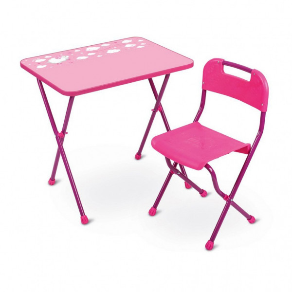 Набор мебели розовый, стул и стол, Ника