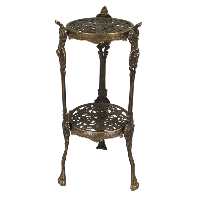 Столик маленький круглый, 2 полки, 46 см, латунь