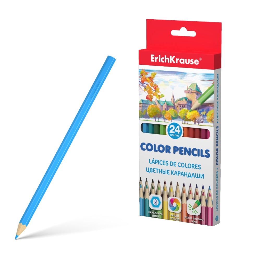 Цветные карандаши шестигранные ErichKrause®  24 цвета