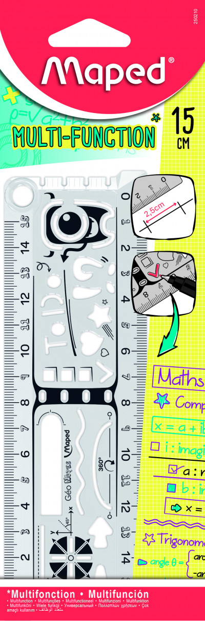 Линейка-трафарет GEONOTES 15 см, упаковка с подвесом