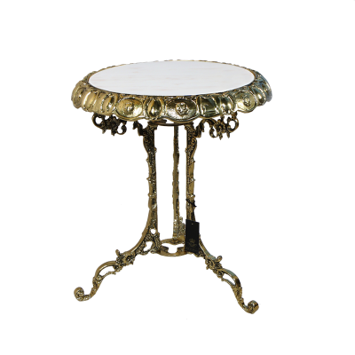 Столик малый с мраморной столешницей, золото