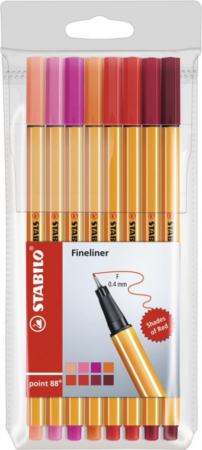 Набор капиллярных ручек Stabilo Point 88 "Оттенки красного" 8 цвето...