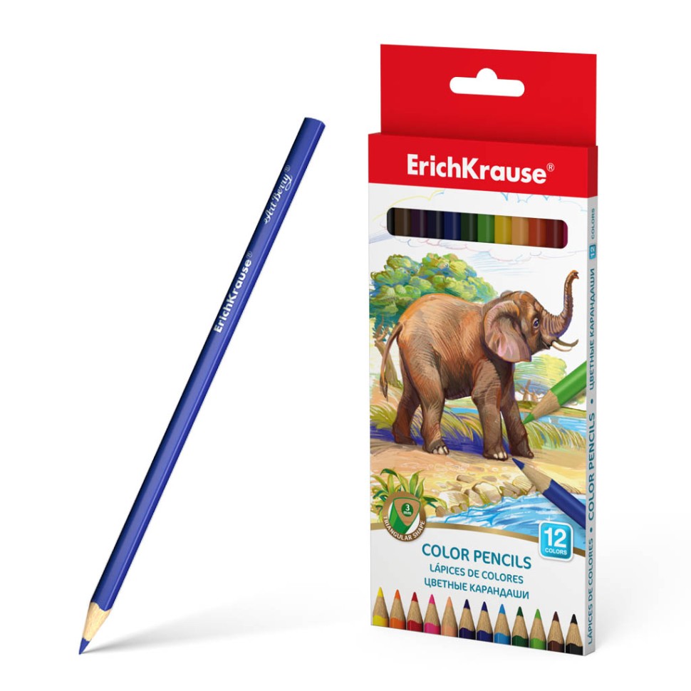 Цветные карандаши трехгранные ErichKrause®  12 цветов