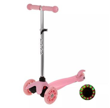 Самокат MobyKids Basic 2.0, 120 мм PU, со светом, розовый