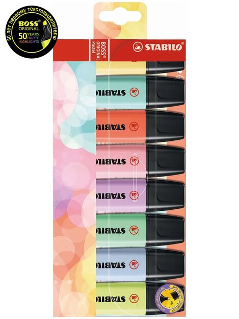 Stabilo Boss Original Pastel набор маркеров-текстовыделителей 8 цветов, в пластиковом футляре