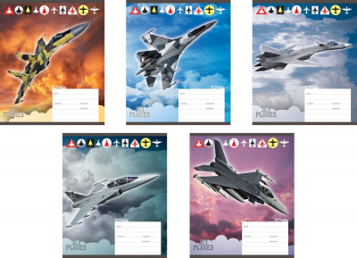 Тетрадь ученическая,12л Реактивные самолеты (в плёнке по 10 шт.)