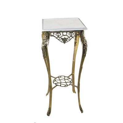 Столик Порту высокий  с мраморной столешницей, золото