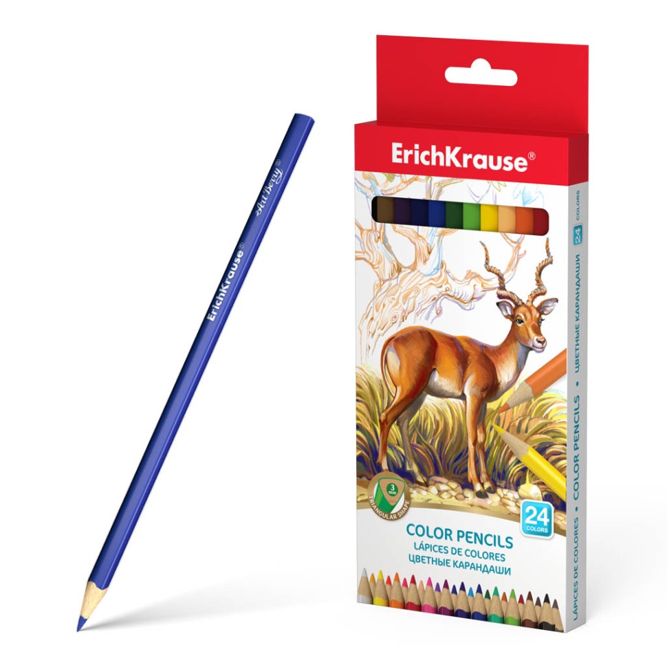 Цветные карандаши трехгранные ErichKrause® 24 цвета