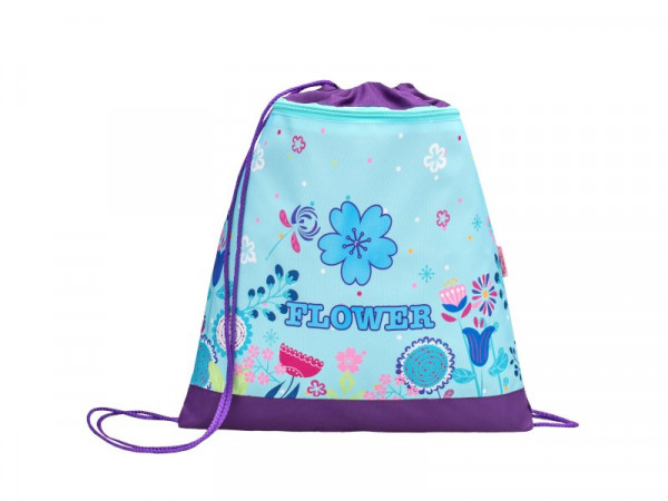 Мешок-рюкзак для обуви Belmil "FLOWER MANIA" с вентиляционной сеткой и объемным карманом на молнии, размеры 35х43 см