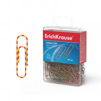 Скрепки металлические с виниловым покрытием ErichKrause® Zebra цветные, 28 мм (пластиковая коробка 200 шт.)