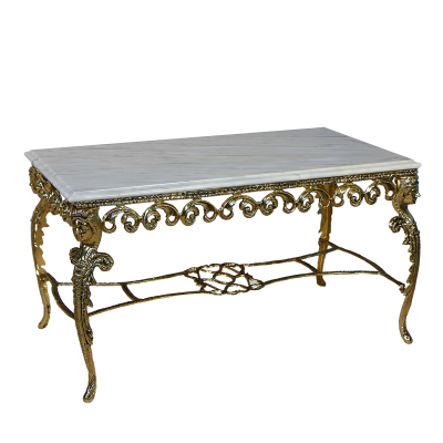 Столик Ренессанс прямоугольный с мраморной столешницей, золото