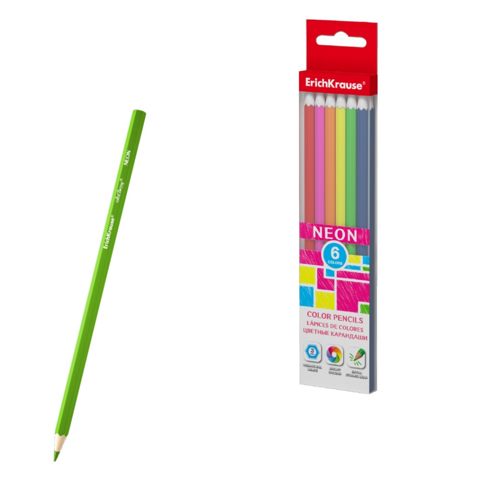 Цветные карандаши шестигранные  ErichKrause® Neon 6 цветов