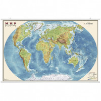 Интерактивная физическая карта мира, ламинированная, дополненная реальность, на рейках, 90х58 см
