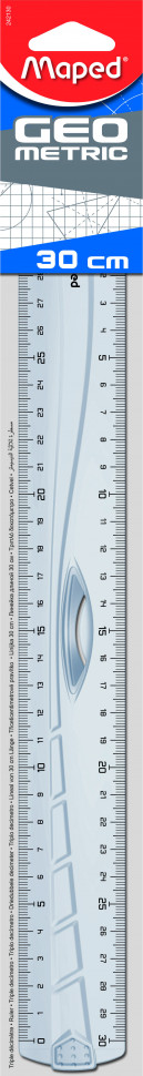 Линейка Геометрик 30 см, 1 сторона - градуировка 1мм, 2 сторона - градуировка 1/2 мм, блистер
