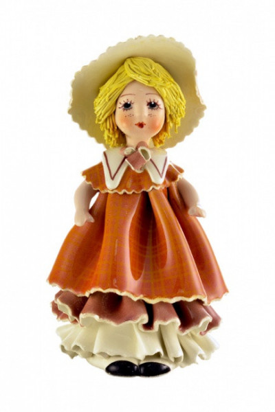 Кукла в желтом платье, 15 см, фарфор, Zampiva, Италия