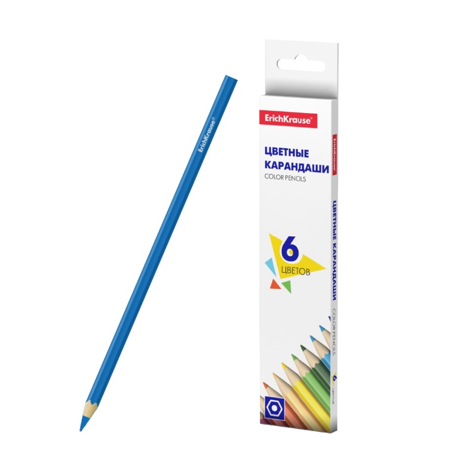 Цветные карандаши шестигранные ErichKrause® Basic 6 цветов