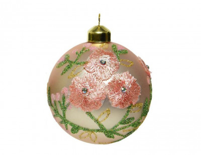 Набор стеклянных шаров НЕЖНОСТЬ ФИАЛОК, нежно-розовые, 8 см, упаковка 3 шт., ...