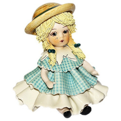 Кукла в зеленом платье 9 см, фарфор, Zampiva, Италия