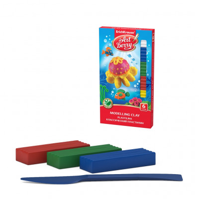 Классический пластилин ArtBerry® с Алоэ Вера 6 цветов со стеком, 108г