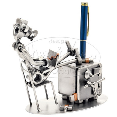 Работник банка, подставка для ручек высота 14 см (B)