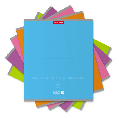 Тетрадь школьная ученическая ErichKrause® MC-7 ассорти, 12 листов, косая лине...